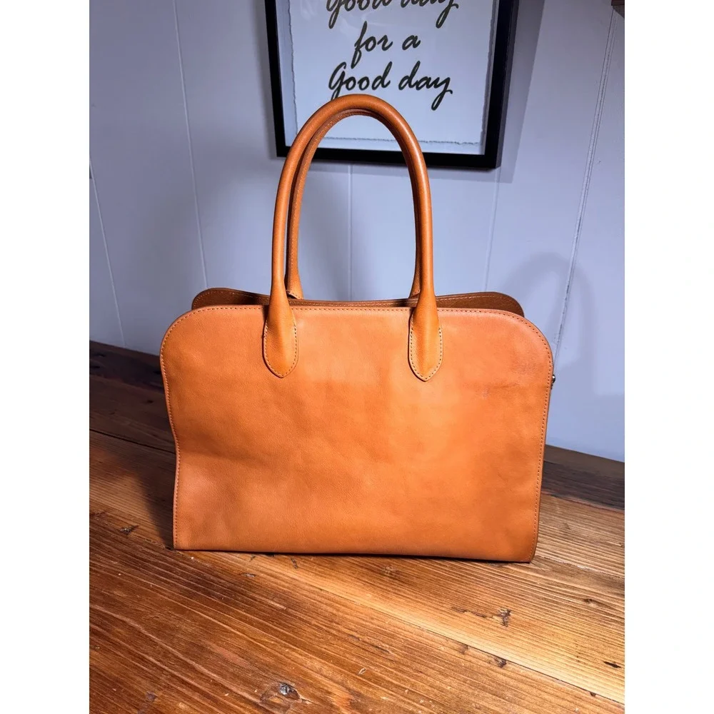 Claudia Firenze Italian Leather Doctor Bag Cognac Satchel Crossbody Tote